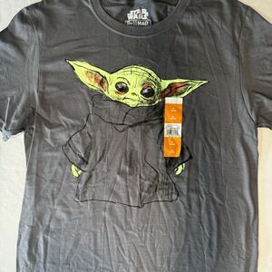 Star Wars Baby Yoda Grogu Mens Gray Short Sleeve T Shirt Size M